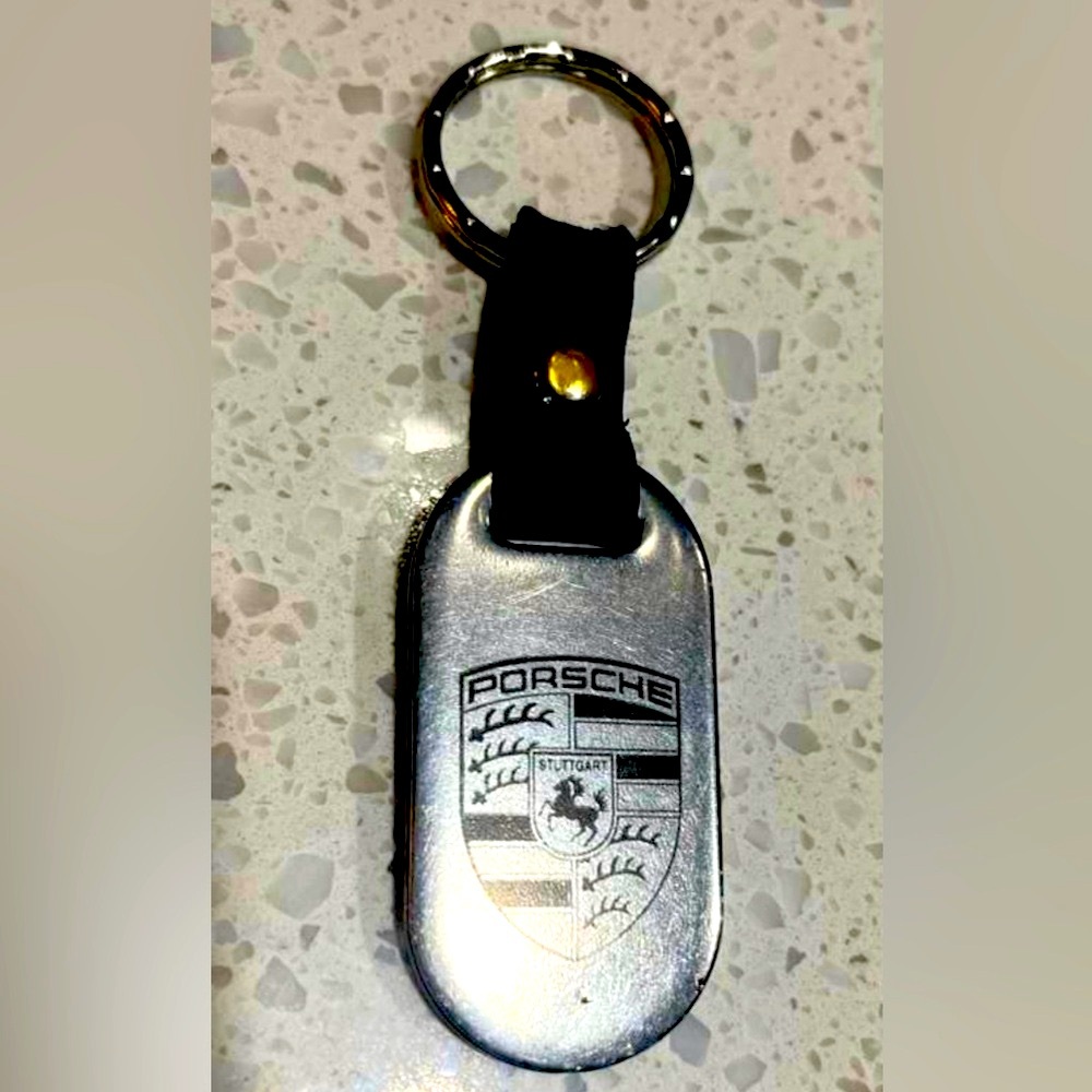 Porsche keychain leather Strap With Shield